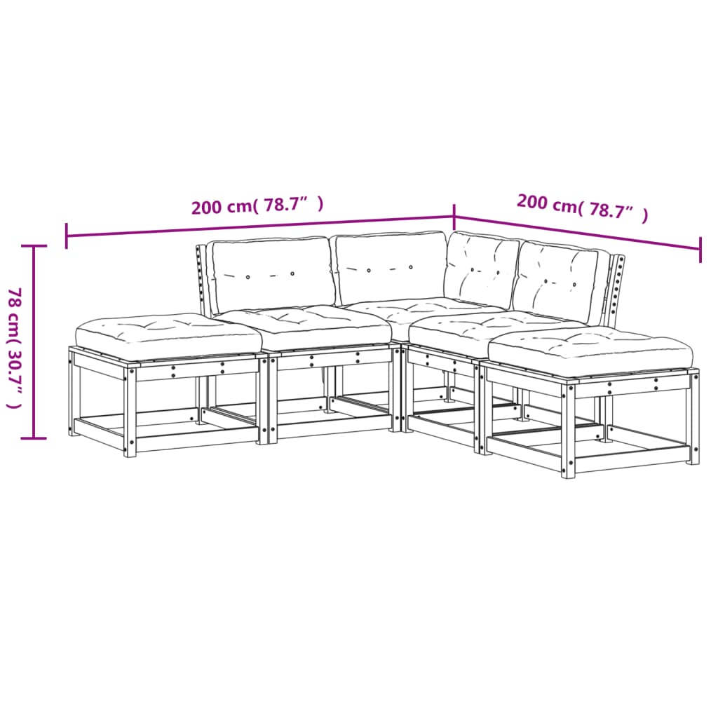 5-delige Loungeset met kussens massief douglashout Tuinsets | Creëer jouw Trendy Thuis | Gratis bezorgd & Retour | Trendy.nl