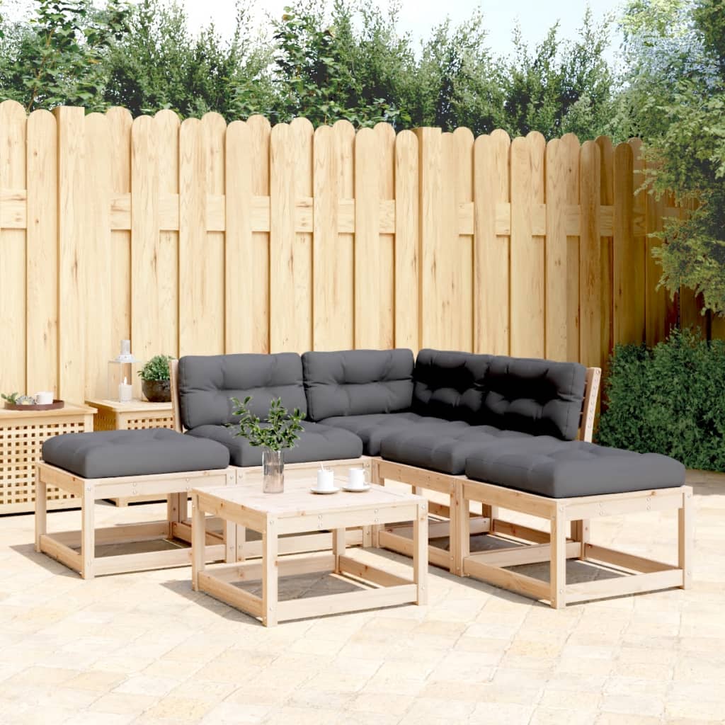 5-delige Loungeset met kussens massief grenenhout Tuinsets | Creëer jouw Trendy Thuis | Gratis bezorgd & Retour | Trendy.nl