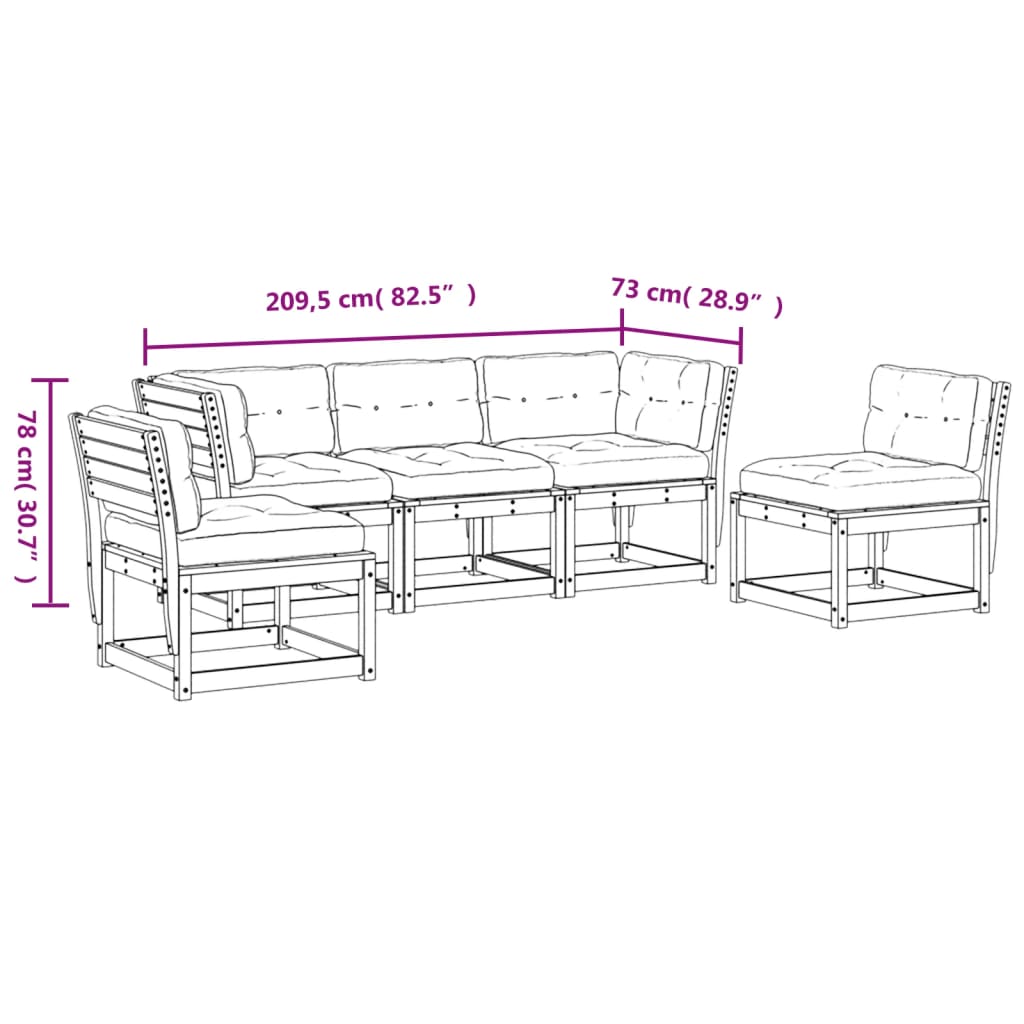 5-delige Loungeset met kussens massief douglashout Tuinsets | Creëer jouw Trendy Thuis | Gratis bezorgd & Retour | Trendy.nl