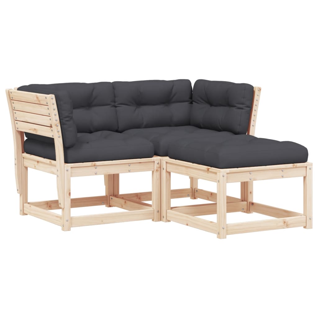 3-delige Loungeset met kussens massief grenenhout Tuinsets | Creëer jouw Trendy Thuis | Gratis bezorgd & Retour | Trendy.nl