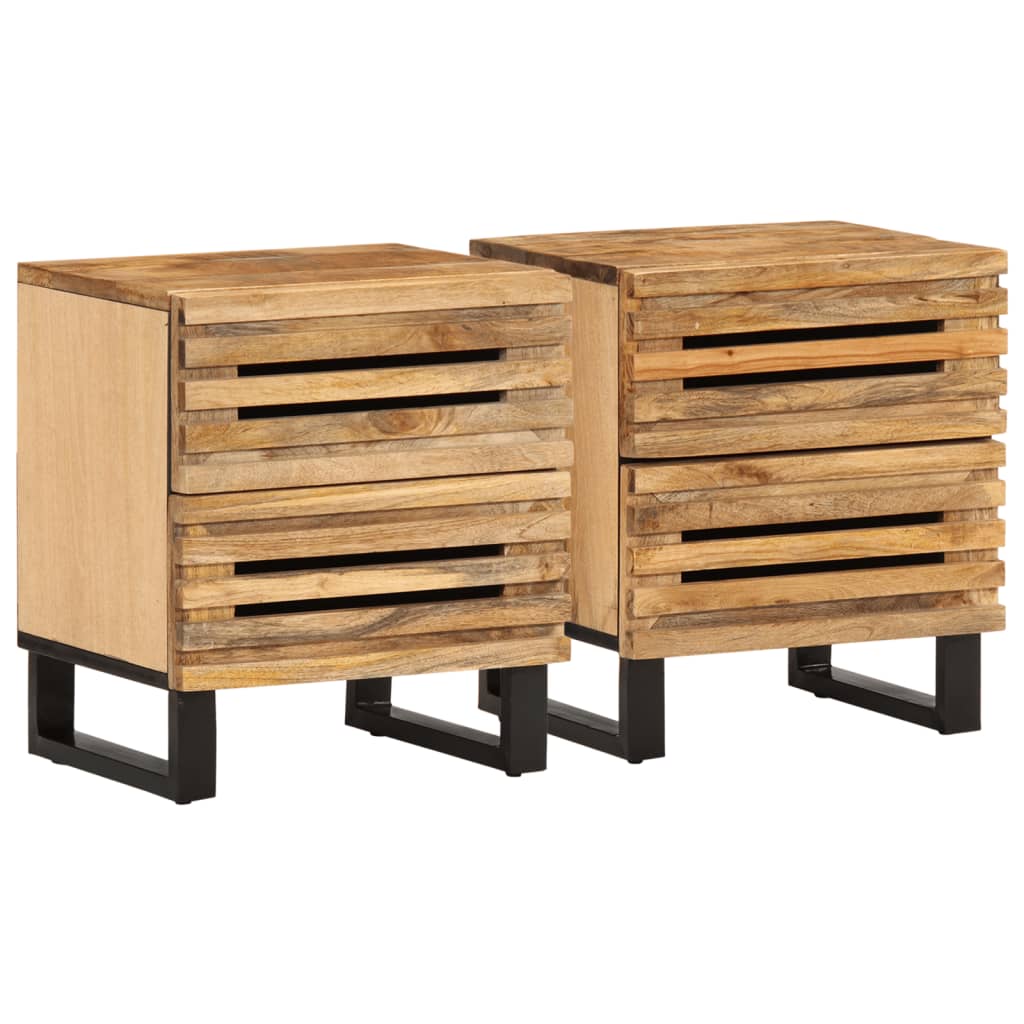 Nachtkastjes 2 st 40x34x46 cm massief ruw mangohout Nachtkastjes | Creëer jouw Trendy Thuis | Gratis bezorgd & Retour | Trendy.nl