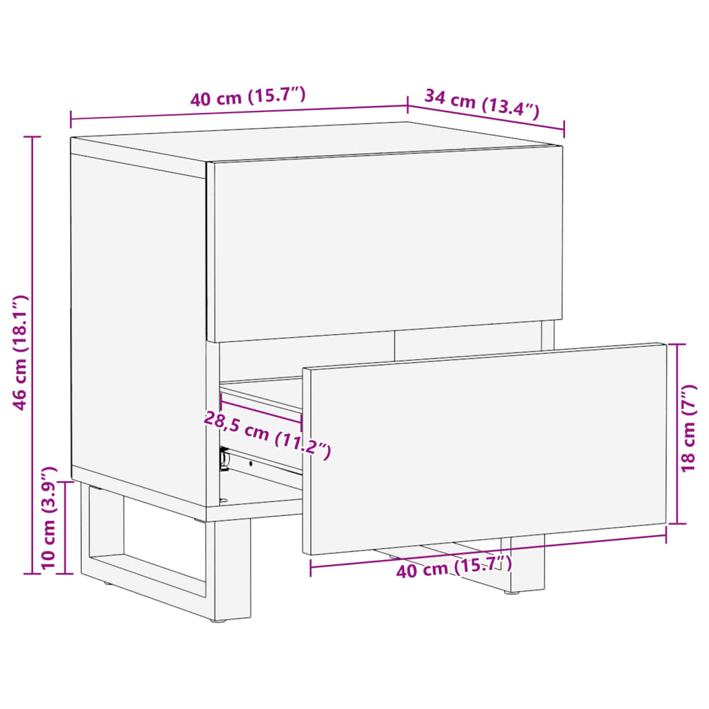 Nachtkastjes 2 st 40x34x46 cm massief ruw mangohout Nachtkastjes | Creëer jouw Trendy Thuis | Gratis bezorgd & Retour | Trendy.nl