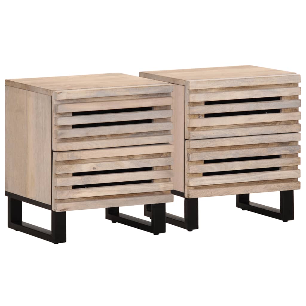 Nachtkastjes 2 st 40x34x46 cm massief gebleekt mangohout Nachtkastjes | Creëer jouw Trendy Thuis | Gratis bezorgd & Retour | Trendy.nl