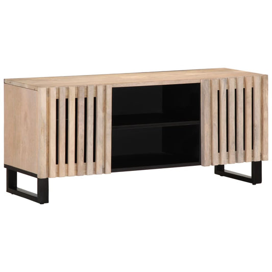 Tv-meubel 105x34x46 cm massief mangohout wit Cd- & dvd-kasten | Creëer jouw Trendy Thuis | Gratis bezorgd & Retour | Trendy.nl