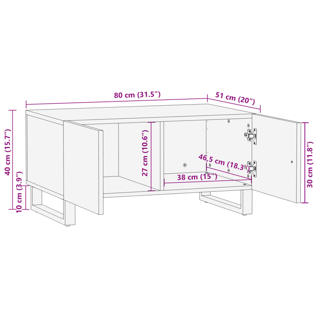 Salontafel 80x51x40 cm massief ruw mangohout Salontafels | Creëer jouw Trendy Thuis | Gratis bezorgd & Retour | Trendy.nl