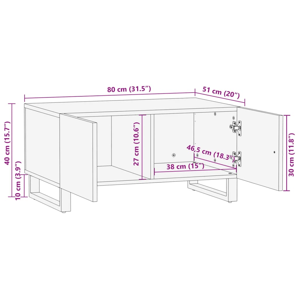 Salontafel 80x51x40 cm massief acaciahout Salontafels | Creëer jouw Trendy Thuis | Gratis bezorgd & Retour | Trendy.nl