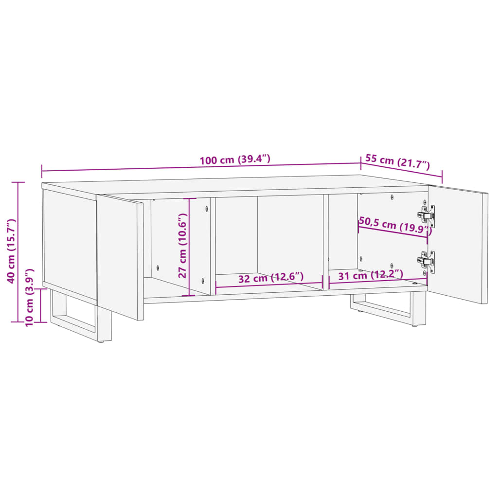 Salontafel 100x55x40 cm massief acaciahout Salontafels | Creëer jouw Trendy Thuis | Gratis bezorgd & Retour | Trendy.nl