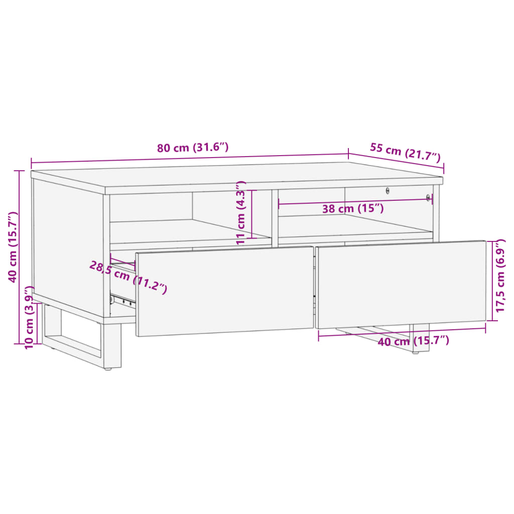 Salontafel 80x55x40 cm massief ruw mangohout Salontafels | Creëer jouw Trendy Thuis | Gratis bezorgd & Retour | Trendy.nl