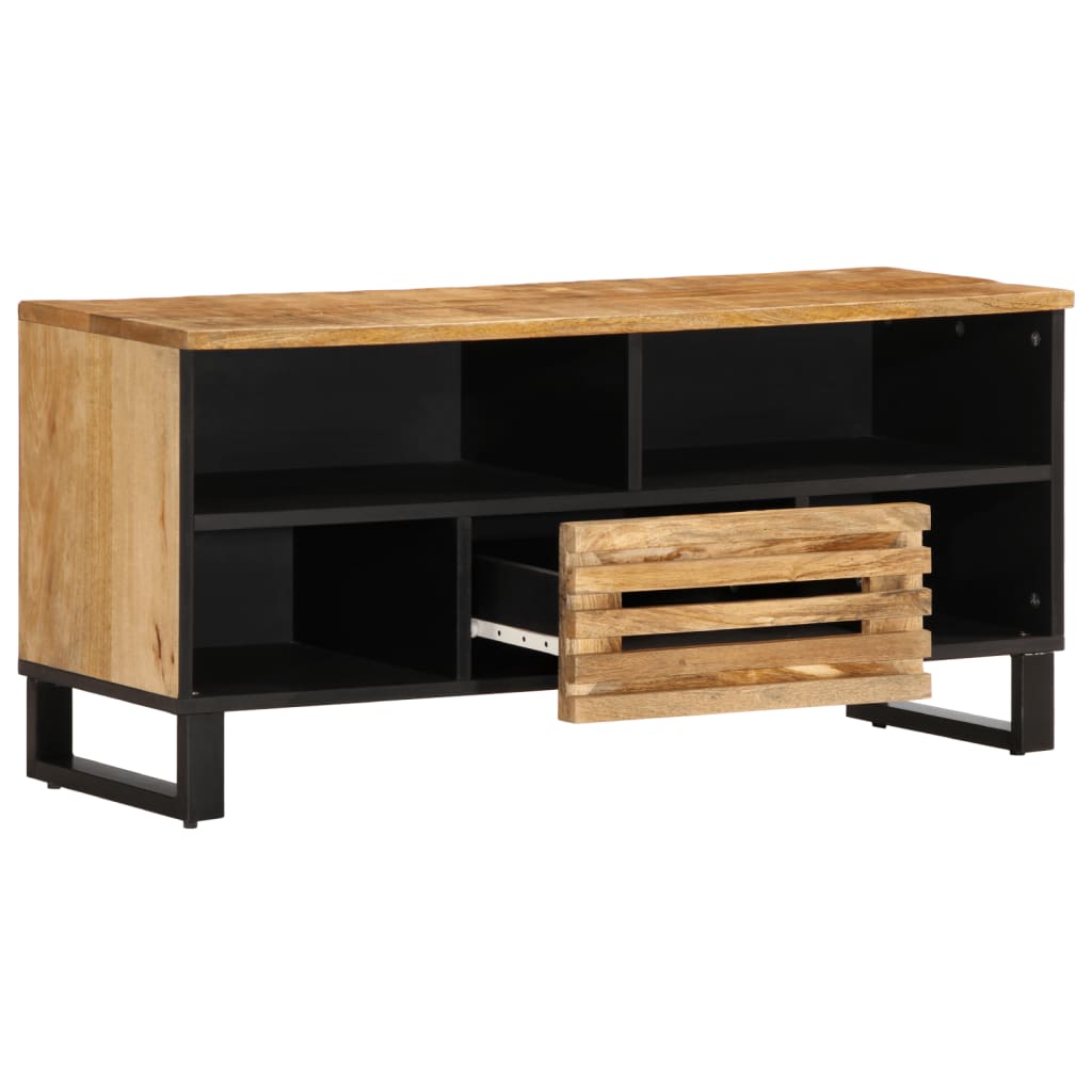 Tv-meubel 100x34x46 cm massief ruw mangohout Cd- & dvd-kasten | Creëer jouw Trendy Thuis | Gratis bezorgd & Retour | Trendy.nl