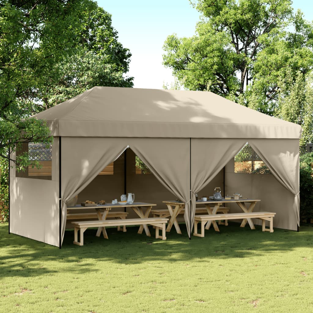 Partytent inklapbaar pop-up met 4 zijwanden taupe Partytenten & prieëlen | Creëer jouw Trendy Thuis | Gratis bezorgd & Retour | Trendy.nl