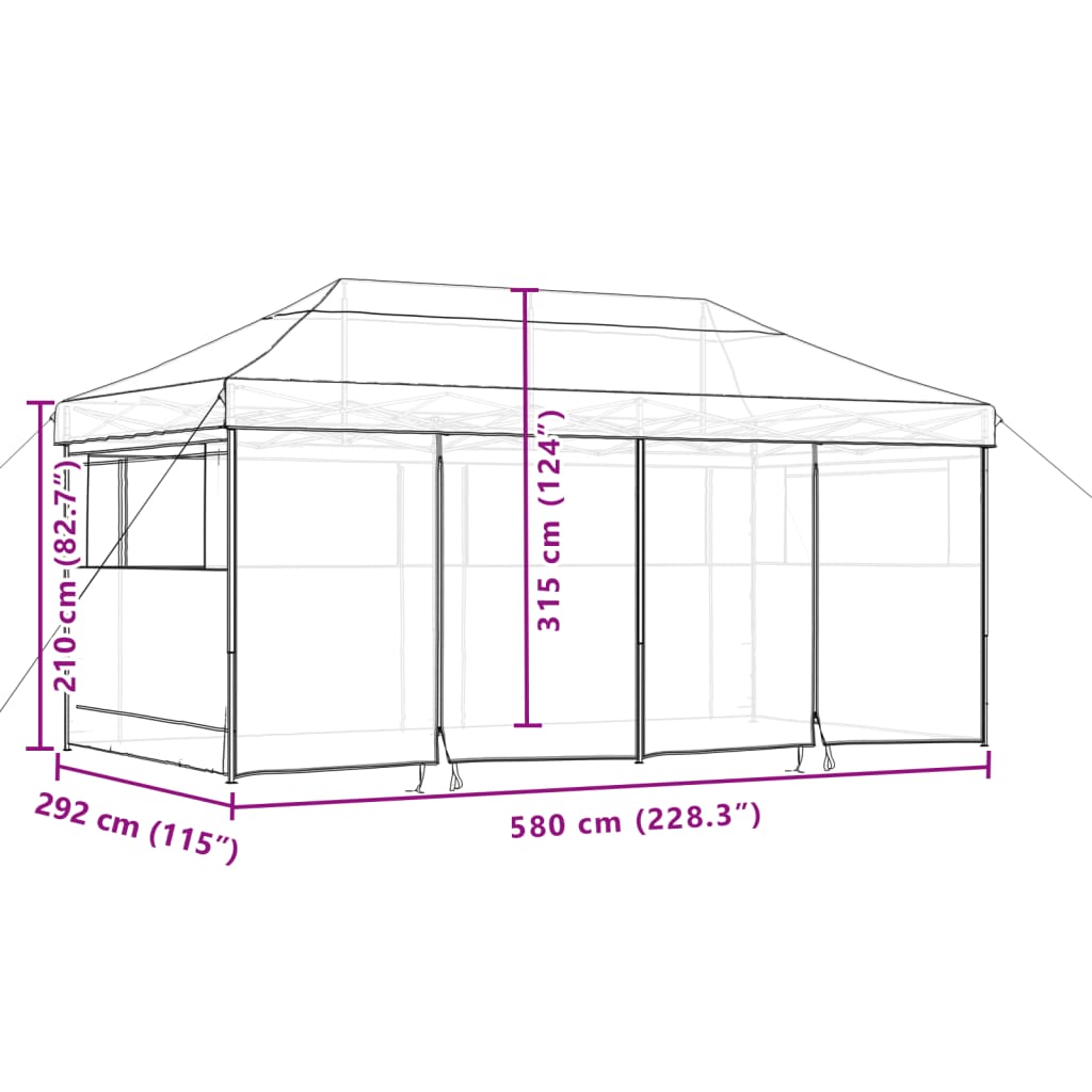 Partytent inklapbaar pop-up met 4 zijwanden zwart Partytenten & prieëlen | Creëer jouw Trendy Thuis | Gratis bezorgd & Retour | Trendy.nl