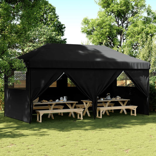 Partytent inklapbaar pop-up met 4 zijwanden zwart Partytenten & prieëlen | Creëer jouw Trendy Thuis | Gratis bezorgd & Retour | Trendy.nl