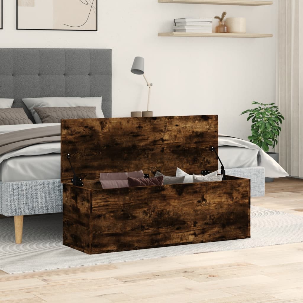 Opbergbox 102x35x35 cm bewerkt hout gerookt eikenkleurig Opbergkisten | Creëer jouw Trendy Thuis | Gratis bezorgd & Retour | Trendy.nl