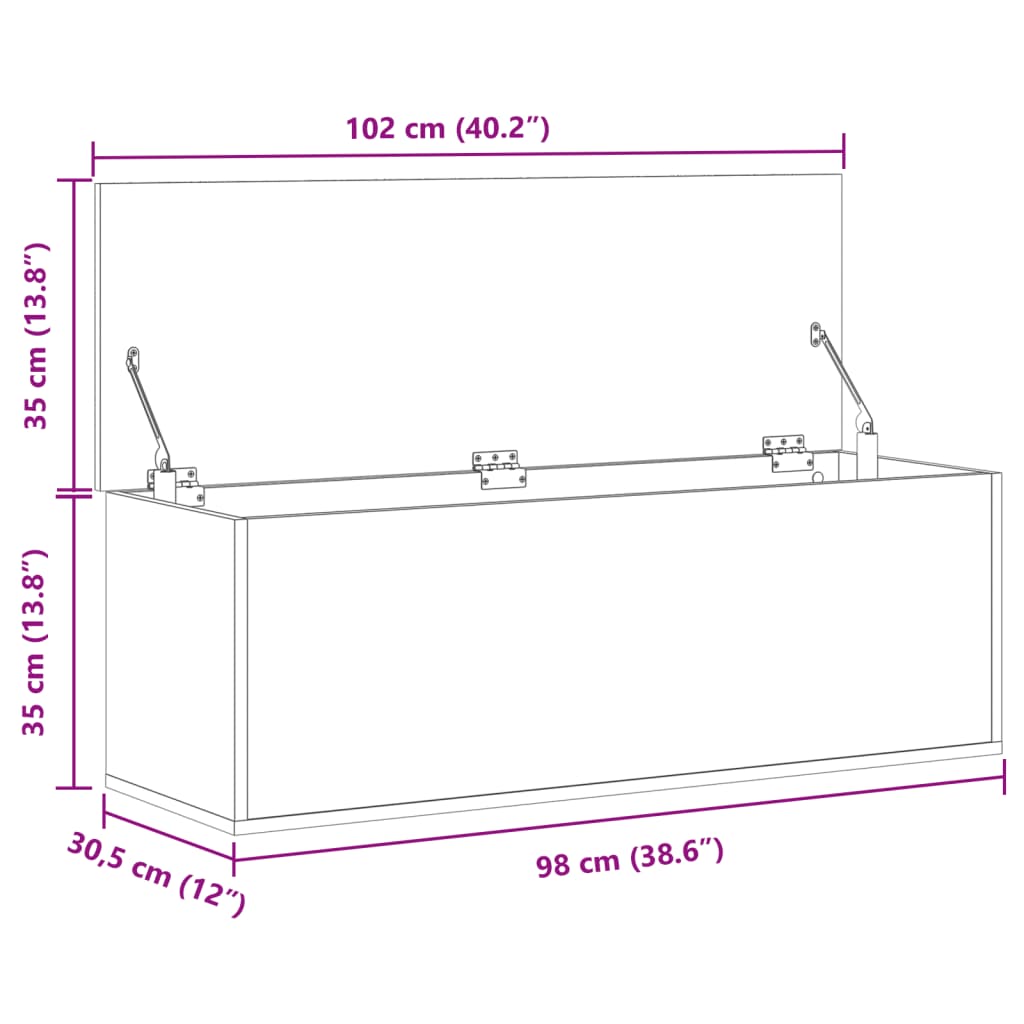 Opbergbox 102x35x35 cm bewerkt hout gerookt eikenkleurig Opbergkisten | Creëer jouw Trendy Thuis | Gratis bezorgd & Retour | Trendy.nl