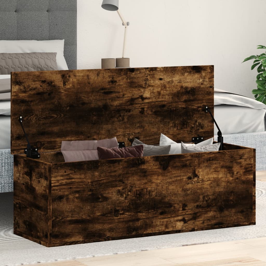 Opbergbox 102x35x35 cm bewerkt hout gerookt eikenkleurig Opbergkisten | Creëer jouw Trendy Thuis | Gratis bezorgd & Retour | Trendy.nl