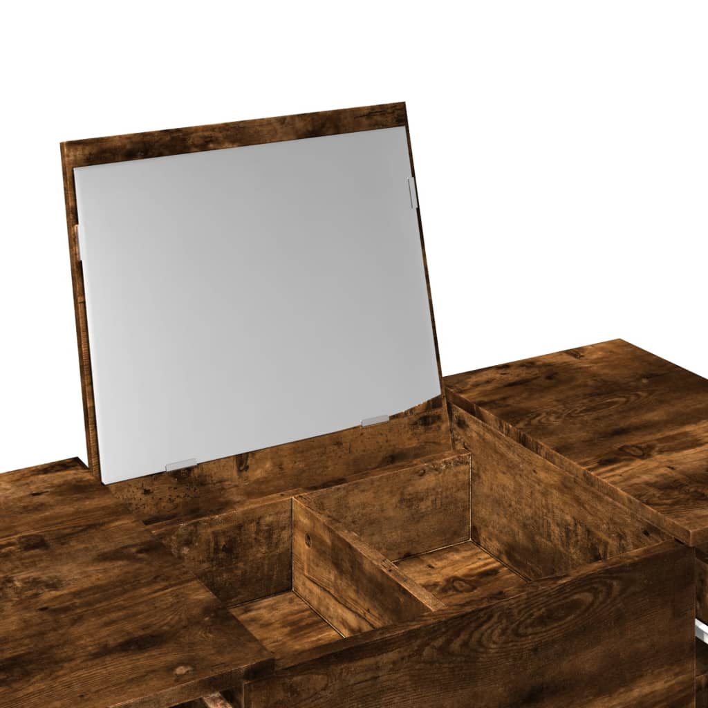 Kaptafel met spiegel 100x45x76 cm gerookt eikenkleurig