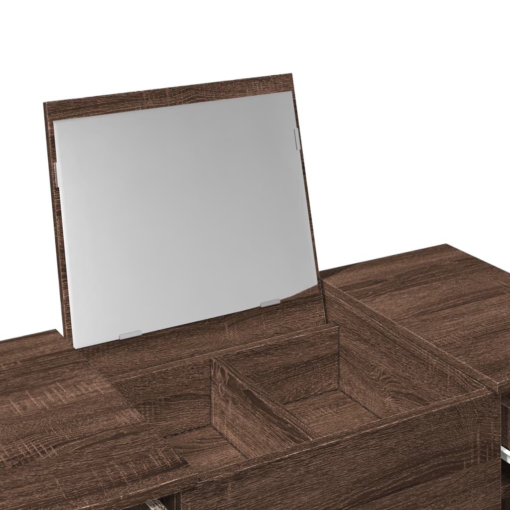 Kaptafel met spiegel 100x45x76 cm bruin eikenkleurig Slaapkamerkaptafels | Creëer jouw Trendy Thuis | Gratis bezorgd & Retour | Trendy.nl