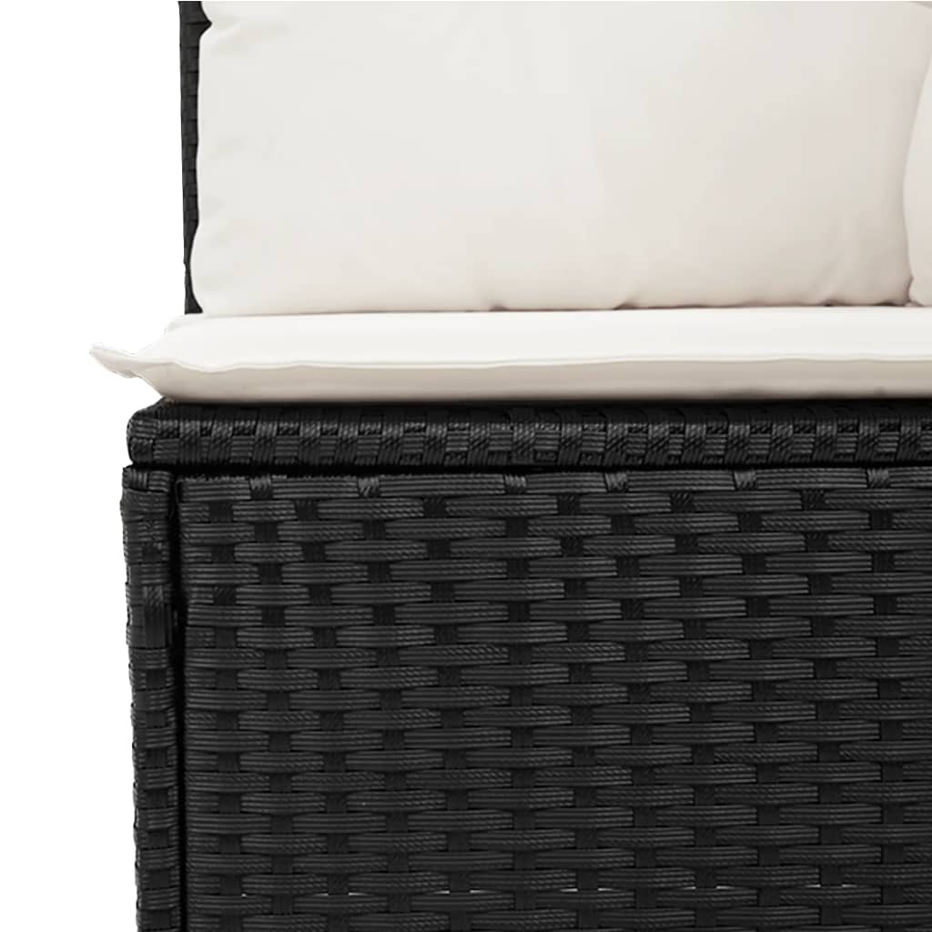 12-delige Loungeset met kussens poly rattan zwart