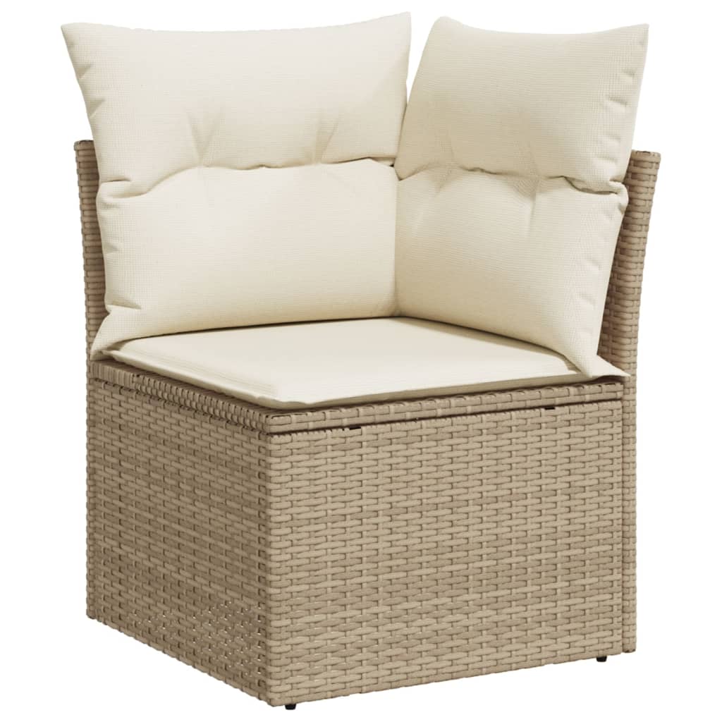 11-delige Tuinset met kussens poly rattan beige