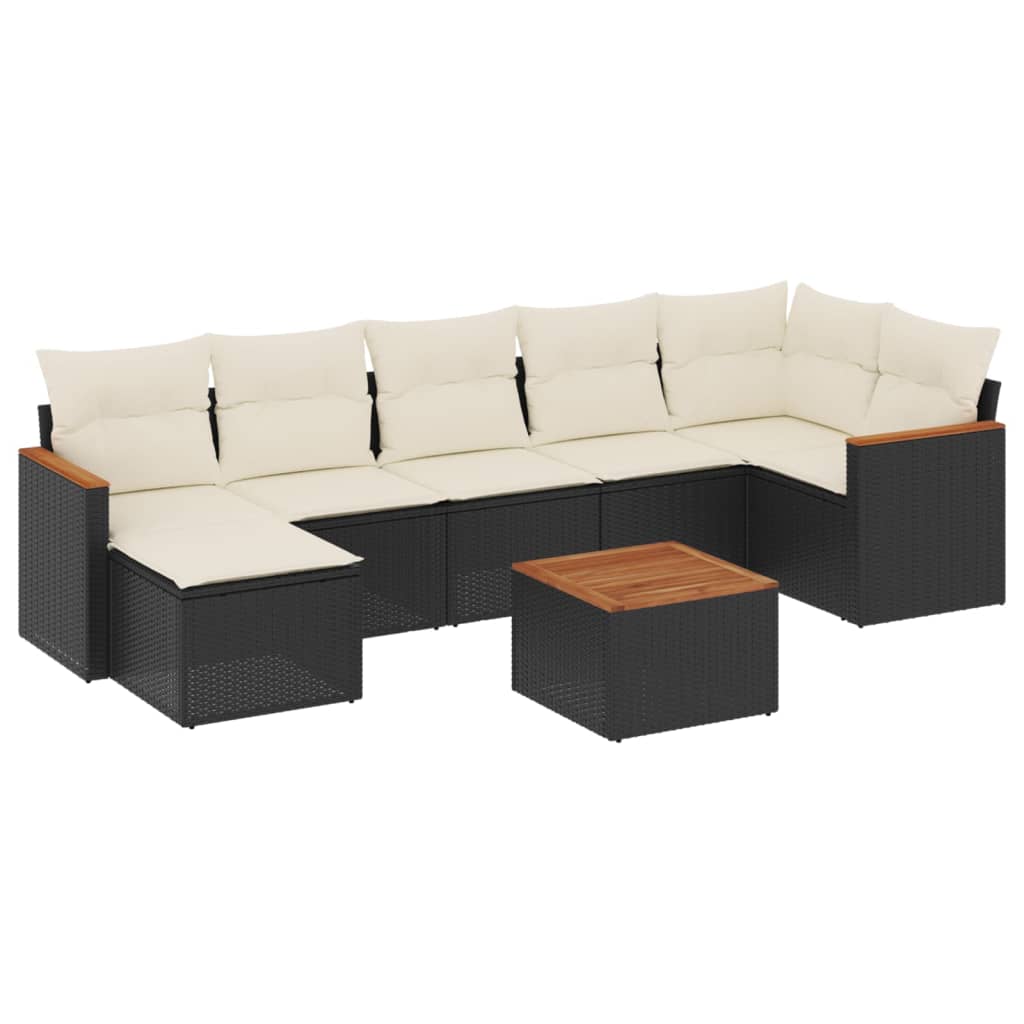 8-delige Loungeset met kussens poly rattan zwart Tuinsets | Creëer jouw Trendy Thuis | Gratis bezorgd & Retour | Trendy.nl