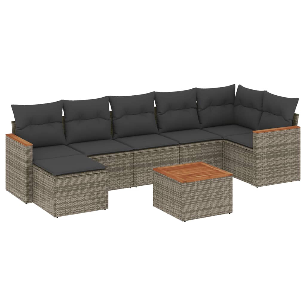 8-delige Loungeset met kussens poly rattan grijs Tuinsets | Creëer jouw Trendy Thuis | Gratis bezorgd & Retour | Trendy.nl