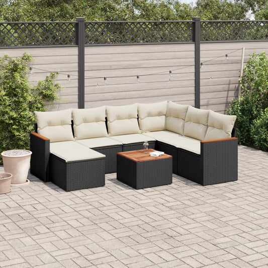 8-delige Loungeset met kussens poly rattan zwart Tuinsets | Creëer jouw Trendy Thuis | Gratis bezorgd & Retour | Trendy.nl