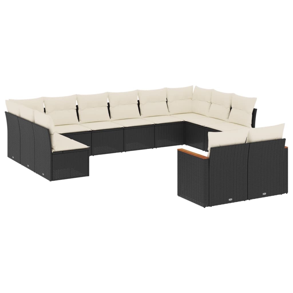 12-delige Loungeset met kussens poly rattan zwart Tuinsets | Creëer jouw Trendy Thuis | Gratis bezorgd & Retour | Trendy.nl