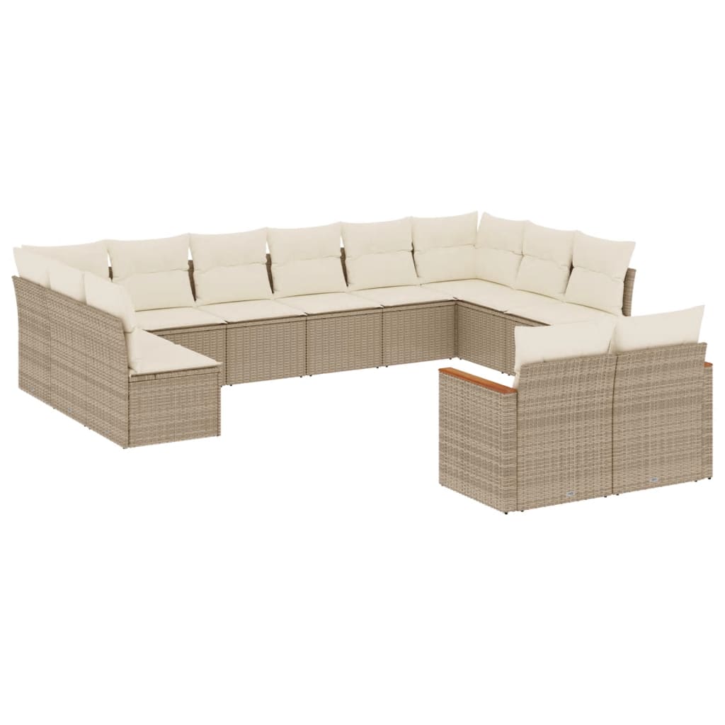 12-delige Loungeset met kussens poly rattan beige Tuinsets | Creëer jouw Trendy Thuis | Gratis bezorgd & Retour | Trendy.nl