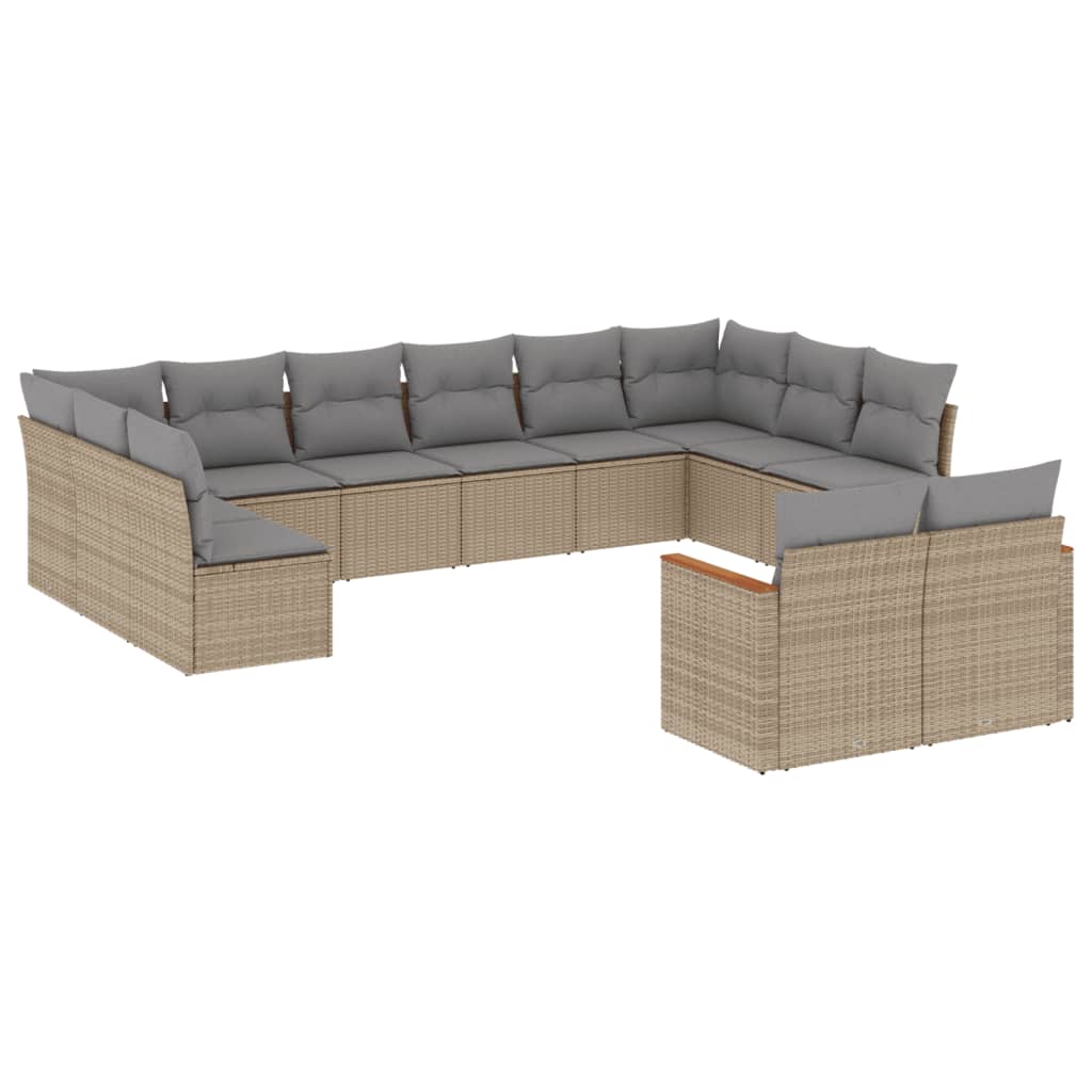 12-delige Loungeset met kussens poly rattan gemengd beige Tuinsets | Creëer jouw Trendy Thuis | Gratis bezorgd & Retour | Trendy.nl