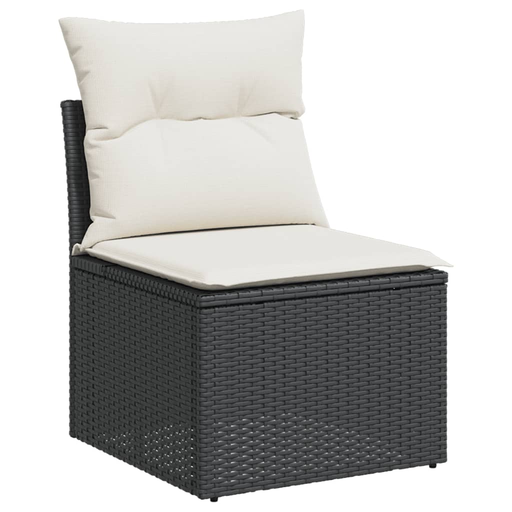 12-delige Loungeset met kussens poly rattan zwart