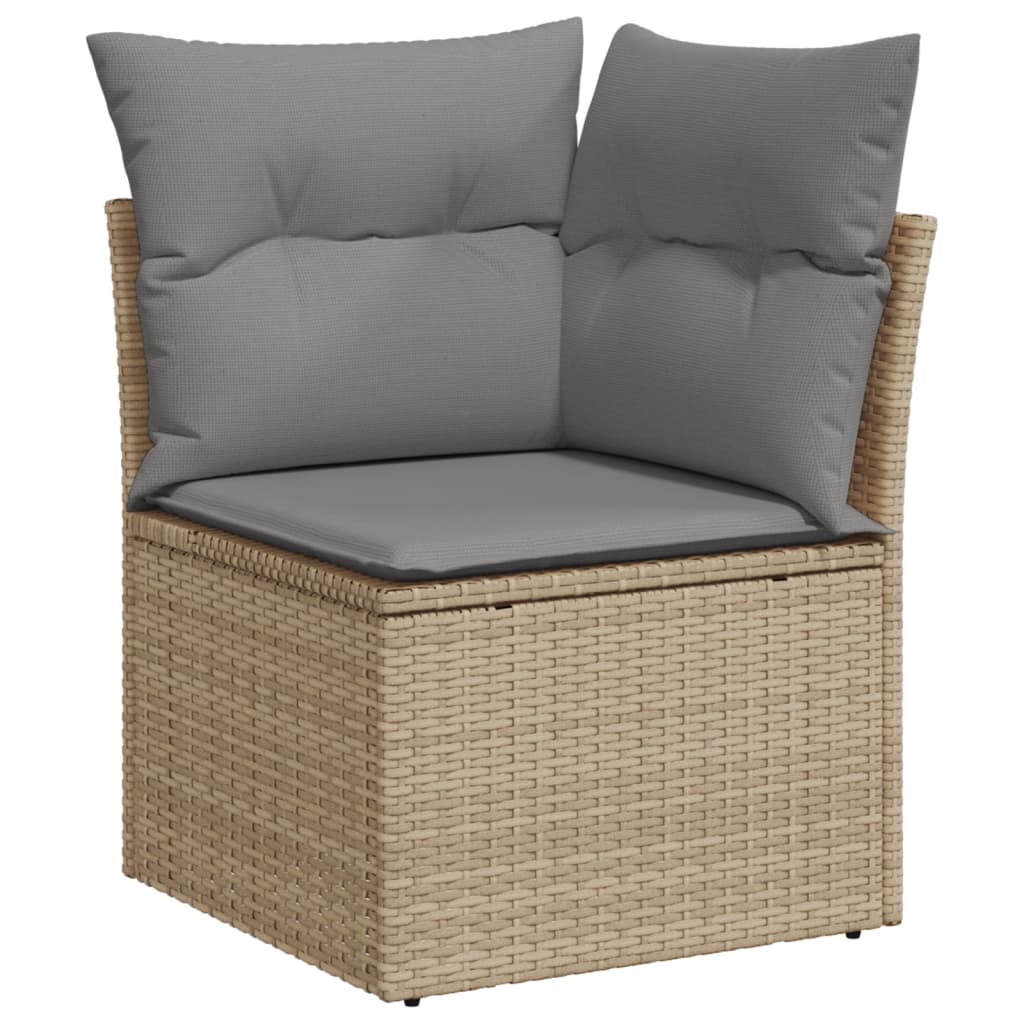 12-delige Loungeset met kussens poly rattan gemengd beige