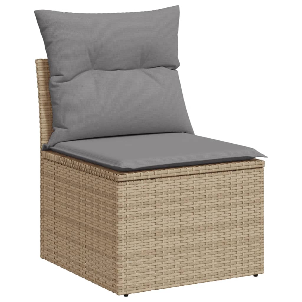 13-delige Loungeset met kussens poly rattan gemengd beige