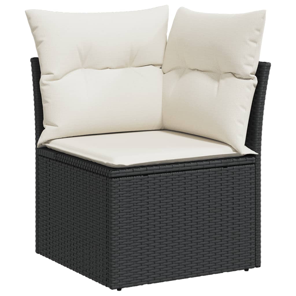 8-delige Loungeset met kussens poly rattan zwart