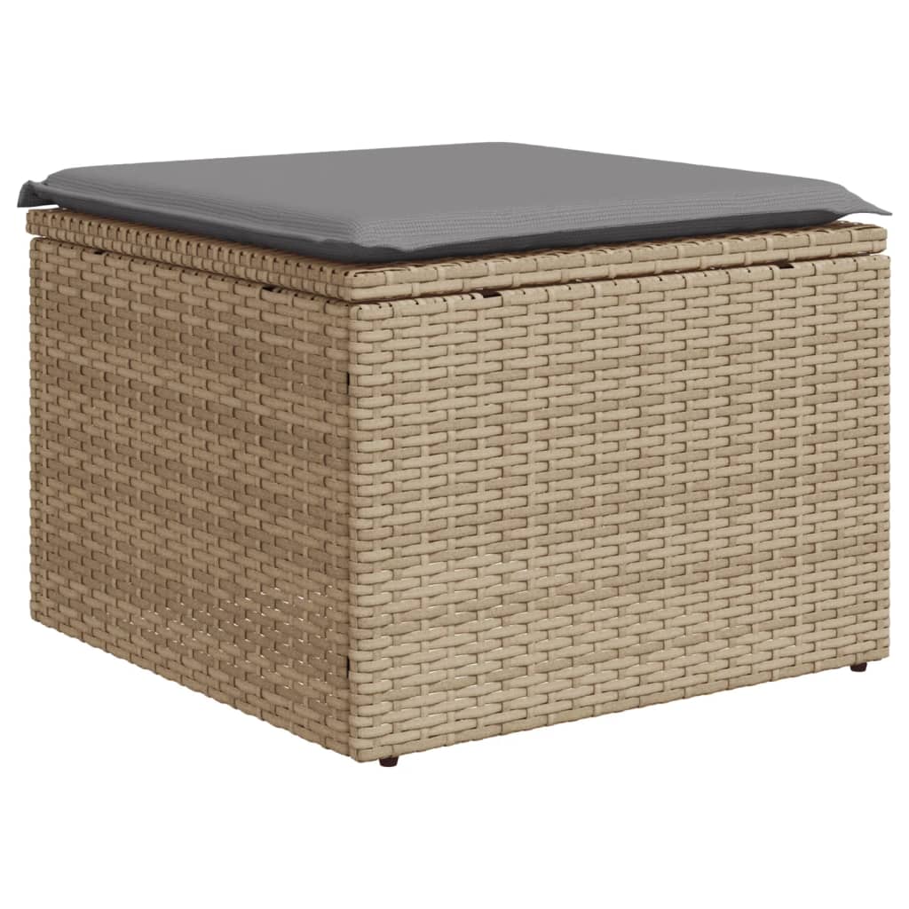 12-delige Loungeset met kussens poly rattan gemengd beige