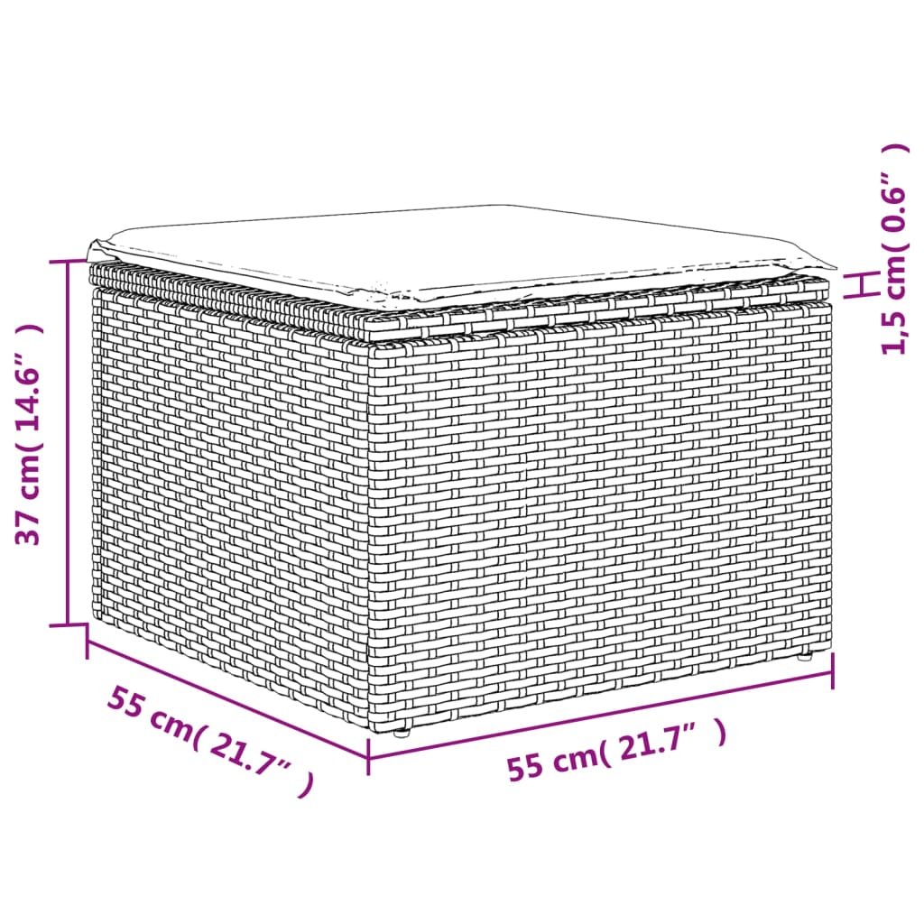 12-delige Loungeset met kussens poly rattan zwart