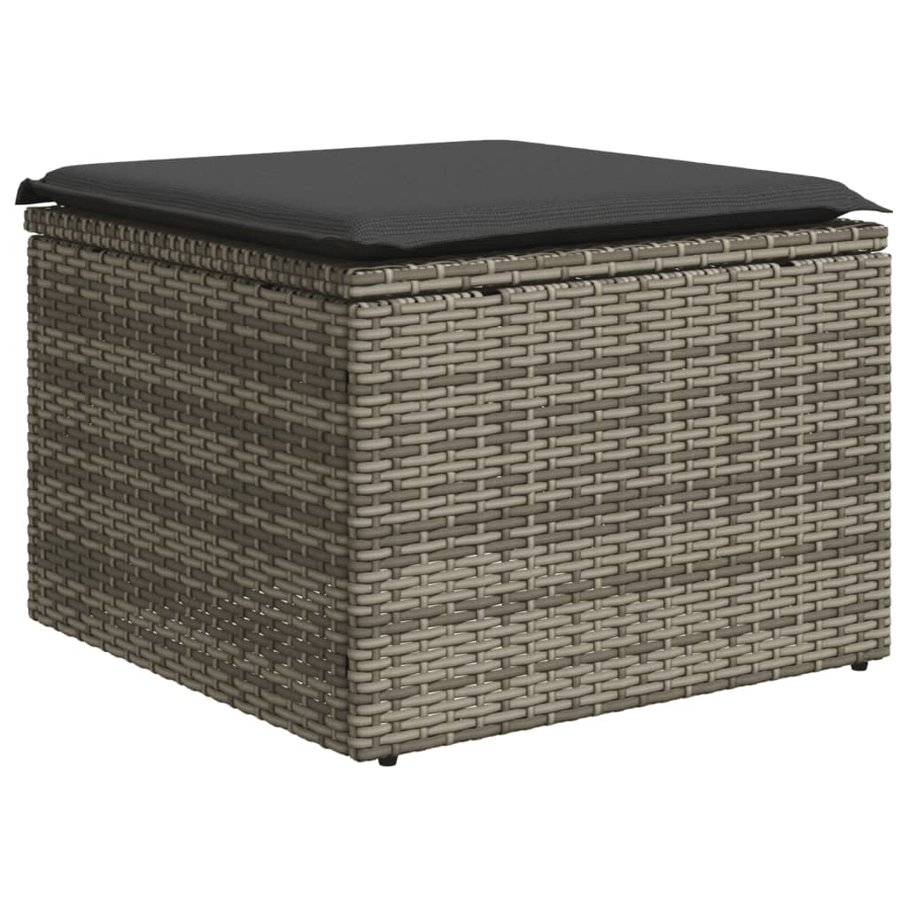 12-delige Loungeset met kussens poly rattan grijs