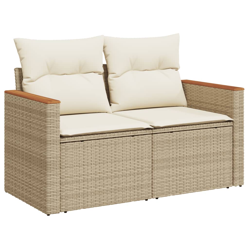 13-delige Loungeset met kussens poly rattan beige