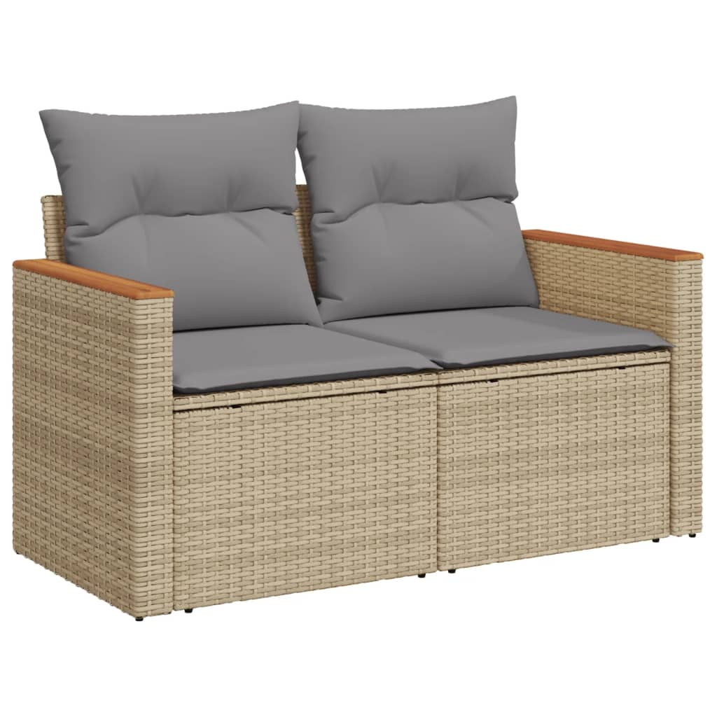 13-delige Loungeset met kussens poly rattan gemengd beige