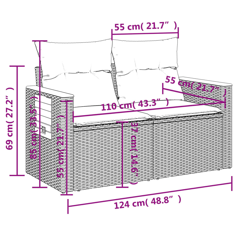 5-delige Loungeset met kussens poly rattan grijs Tuinsets | Creëer jouw Trendy Thuis | Gratis bezorgd & Retour | Trendy.nl