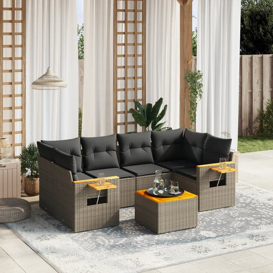 7-delige Loungeset met kussens poly rattan grijs Tuinsets | Creëer jouw Trendy Thuis | Gratis bezorgd & Retour | Trendy.nl