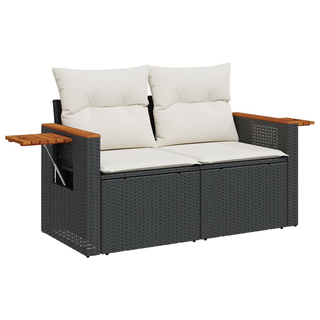 6-delige Loungeset met kussens poly rattan zwart Tuinsets | Creëer jouw Trendy Thuis | Gratis bezorgd & Retour | Trendy.nl