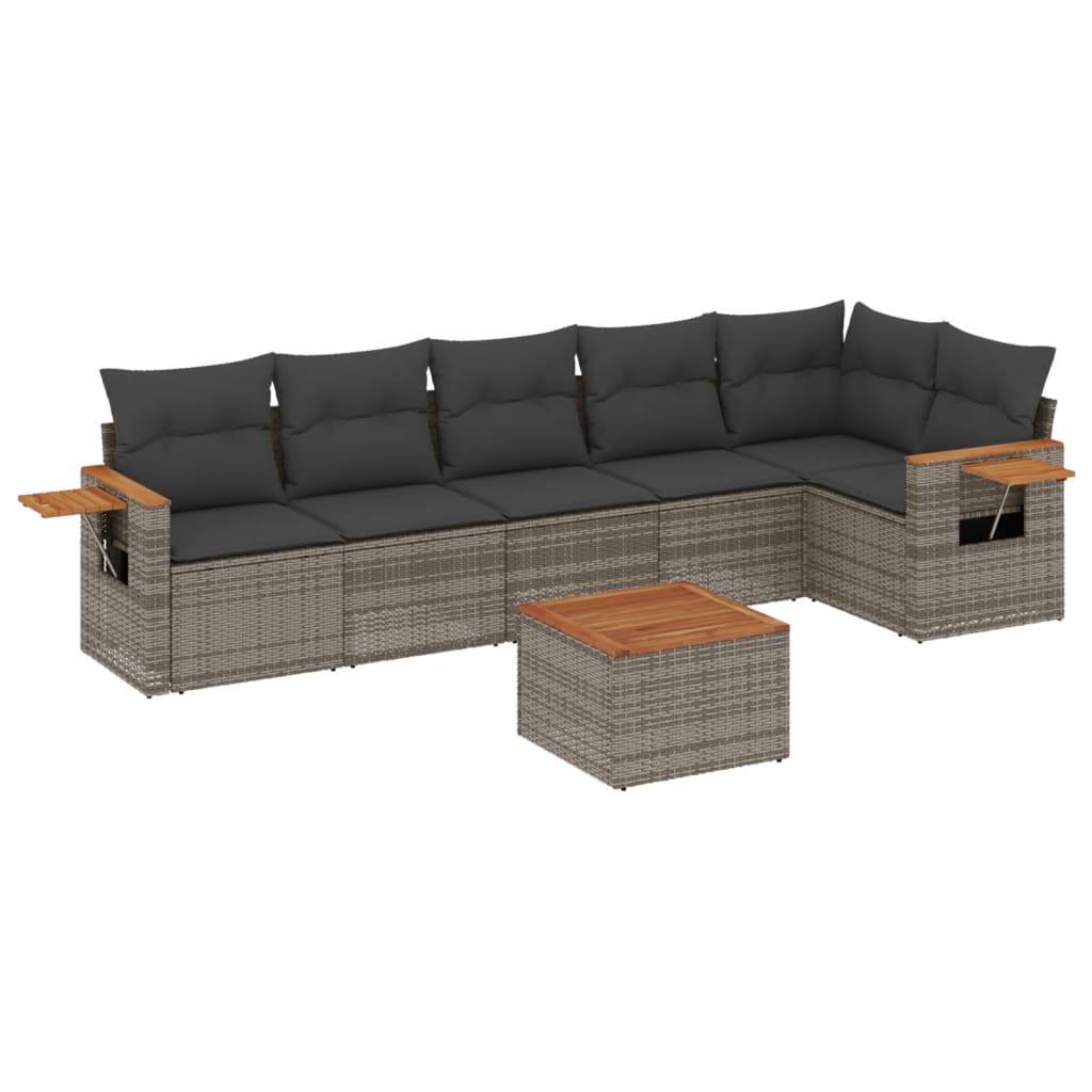 7-delige Loungeset met kussens poly rattan grijs Tuinsets | Creëer jouw Trendy Thuis | Gratis bezorgd & Retour | Trendy.nl