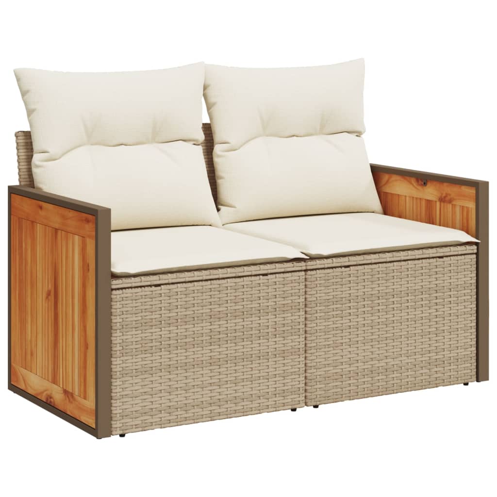 4-delige Loungeset met kussens poly rattan beige