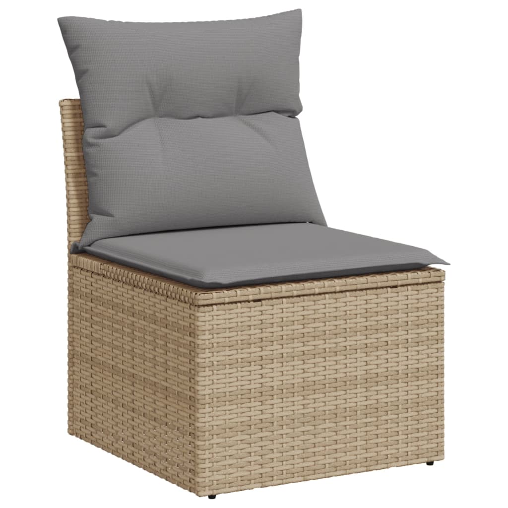 4-delige Loungeset met kussens poly rattan beige