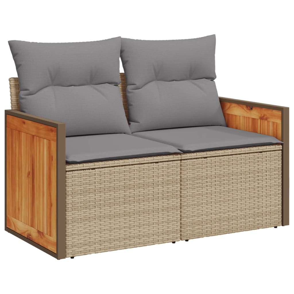 4-delige Loungeset met kussens poly rattan beige