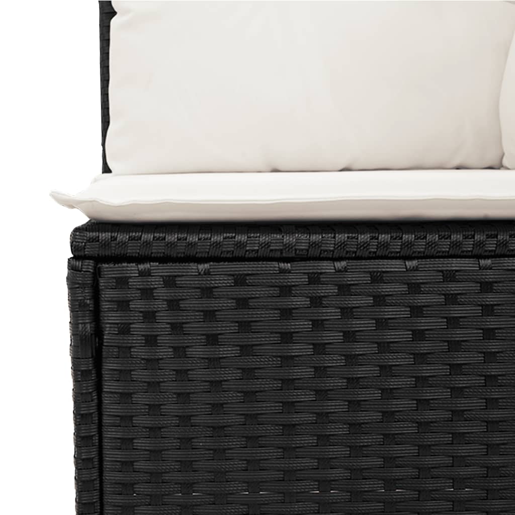 4-delige Loungeset met kussens poly rattan zwart