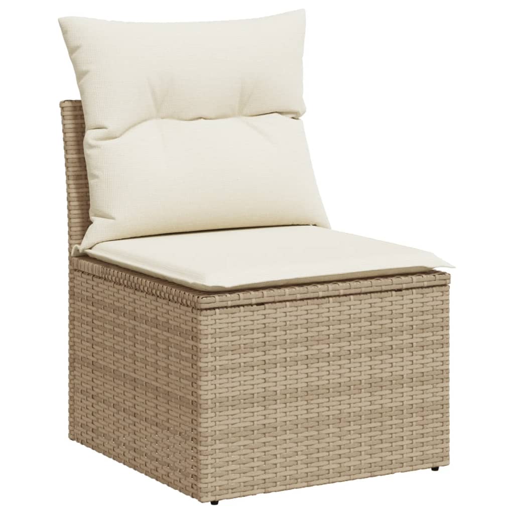 4-delige Loungeset met kussens poly rattan beige