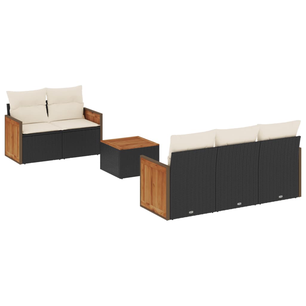 6-delige Loungeset met kussens poly rattan zwart Tuinsets | Creëer jouw Trendy Thuis | Gratis bezorgd & Retour | Trendy.nl