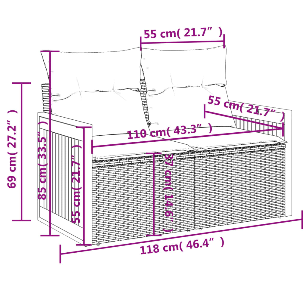 6-delige Loungeset met kussens poly rattan zwart Tuinsets | Creëer jouw Trendy Thuis | Gratis bezorgd & Retour | Trendy.nl