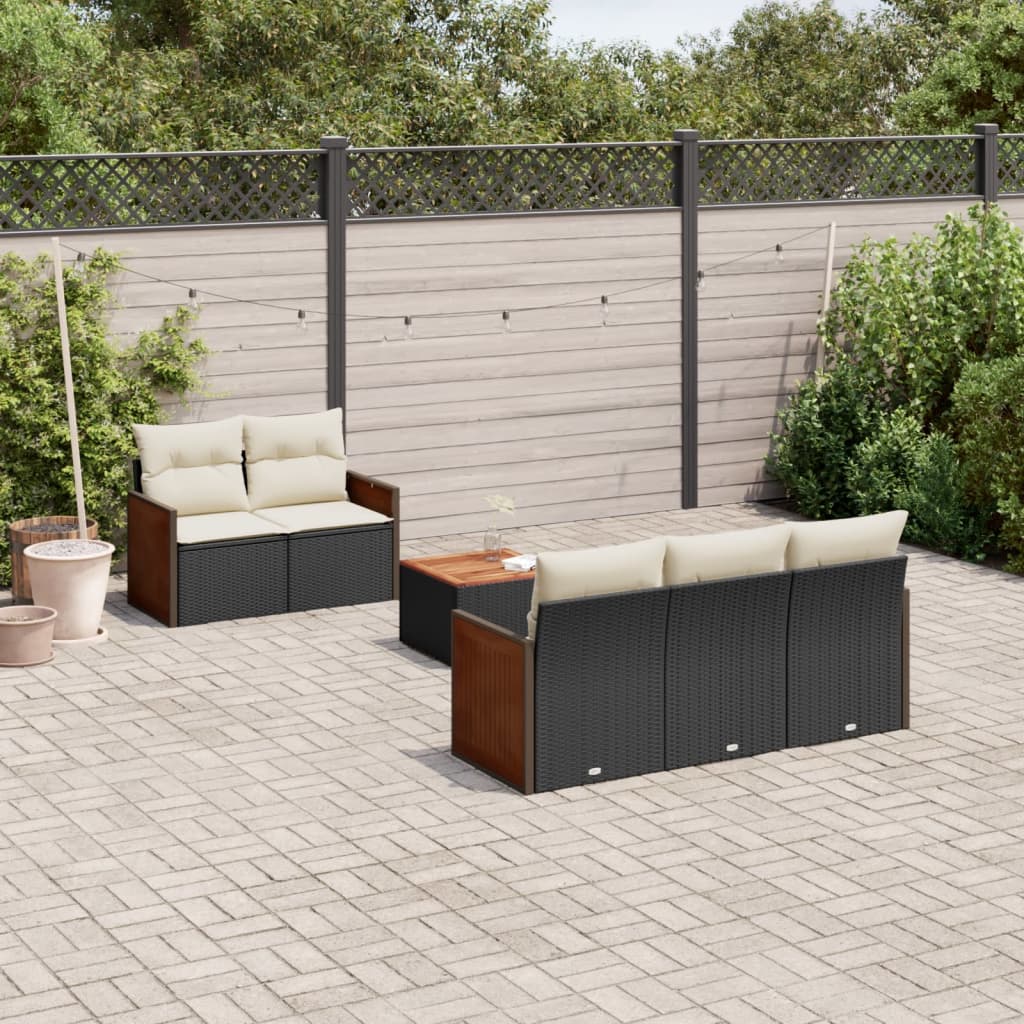 6-delige Loungeset met kussens poly rattan zwart Tuinsets | Creëer jouw Trendy Thuis | Gratis bezorgd & Retour | Trendy.nl